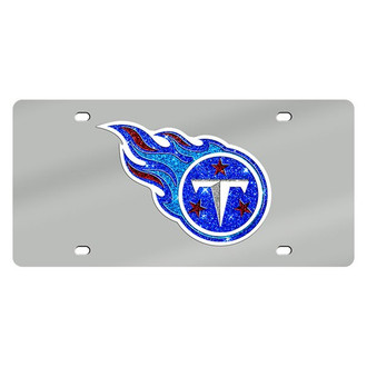 Eurosport Daytona® - Silver Mirror License Plate with NFL Lazer Tag Tennessee Titans