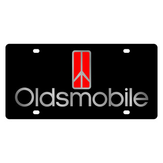 Eurosport Daytona® - GM Black License Plate with Silver Oldsmobile Logo and Rocket Emblem