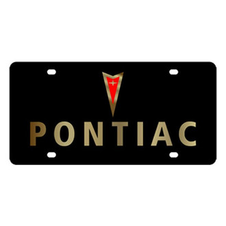 Eurosport Daytona® - GM Black License Plate with Gold Pontiac Logo and Emblem
