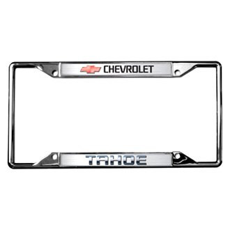 Eurosport Daytona® - GM 4-Hole Polished License Plate Frame with Style 1 Chevrolet Tahoe Logo