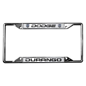 Eurosport Daytona® - MOPAR 4-Hole Chrome License Plate Frame with Style 2 Dodge Durango Logo and Dual Emblems