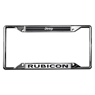 Eurosport Daytona® - MOPAR 4-Hole Chrome License Plate Frame with Style 2 Jeep Rubicon Logo