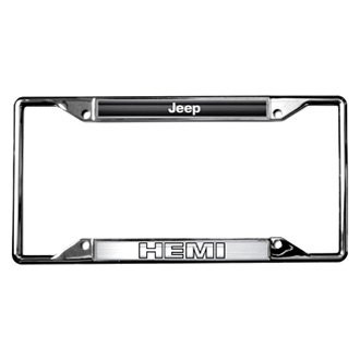 Eurosport Daytona® - MOPAR 4-Hole Chrome License Plate Frame with Style 2 Jeep HEMI Logo