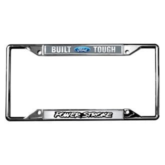 Eurosport Daytona® - Ford Motor Company 4-Hole Chrome License Plate Frame with Built Ford Tough Power Stroke Logo