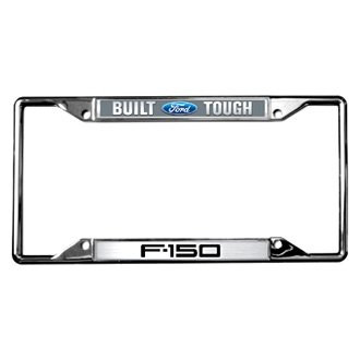 Eurosport Daytona® - Ford Motor Company 4-Hole Chrome License Plate Frame with Style 2 Built Ford Tough F-150 Logo