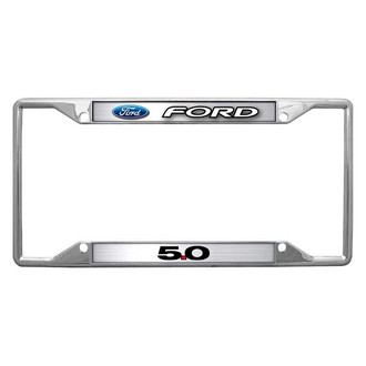 Eurosport Daytona® - Ford Motor Company 4-Hole Chrome License Plate Frame with 5.0 Logo and Ford Emblem