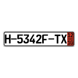 Eurosport Daytona® - Post 80's Zoll Tourist Rectangle License Plate with Black Letters, Random