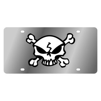 Eurosport Daytona® - LSN Polished License Plate with Skull & Crossbones Logo