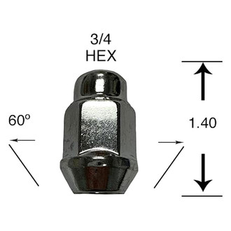 Excalibur® - 2-Pc EC Class Chrome Cone Seat Acorn Bulge Closed End Lug Nut