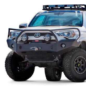 Expedition One® - Full Width Black Powder Coated Front Winch HD Bumper with Hoop