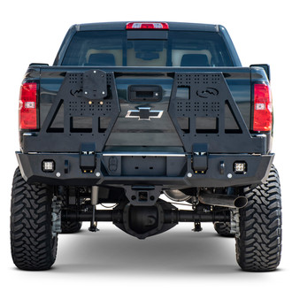 Expedition One® - Full Width Black Powder Coated Rear HD Bumper with Dual Tire Carrier System