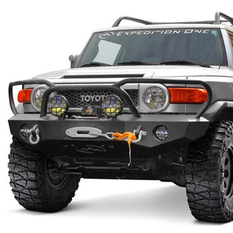 Expedition One® - Trail Series Kodiak Style Full Width Black Powder Coated Front Winch HD Bumper with Brush Guard