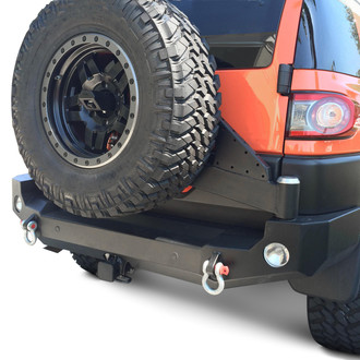 Expedition One® - Trail Series Full Width Raw Rear HD Bumper with Smooth Motion Tire Carrier