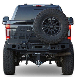 Expedition One® - RangeMax Full Width Black Powder Coated Rear HD Bumper with Dual Tire Carrier System
