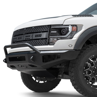 Expedition One® - Full Width Black Powder Coated Front HD Bumper with Hoop