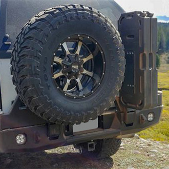 Expedition One® - Full Width Black Powder Coated Rear HD Bumper with Dual Tire Carrier System