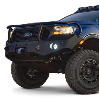 Expedition One® - RangeMax Full Width Black Powder Coated Front Winch HD Bumper with Hoop