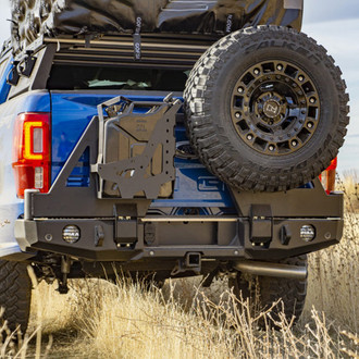 Expedition One® - RangeMax Full Width Black Powder Coated Rear HD Bumper with Dual Tire Carrier System