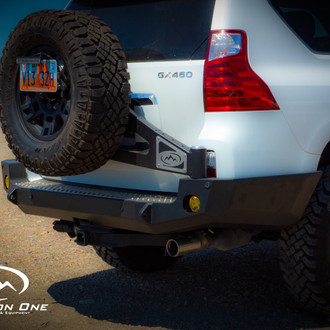 Expedition One® - Single Tire Carrier System Black Powder Coated License Plate Relocation Brackets