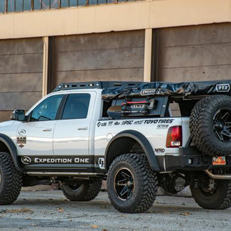 Expedition One® - RangeMax Full Width Black Powder Coated Rear HD Bumper with Dual Tire Carrier System
