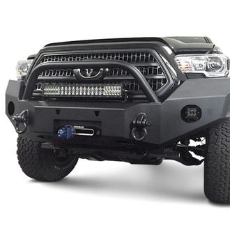 Expedition One® - RangeMax Full Width Black Powder Coated Front Winch HD Bumper with Hoop