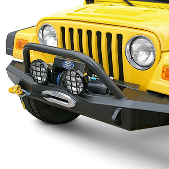 Expedition One® - Full Width Black Powder Coated Front Winch HD Bumper with Hoop