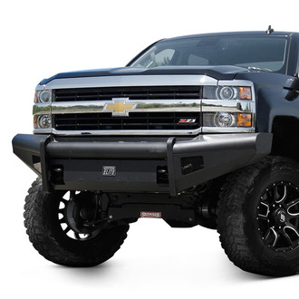 Fab Fours® - Black Steel Elite Full Width Black Powder Coated Front HD Bumper