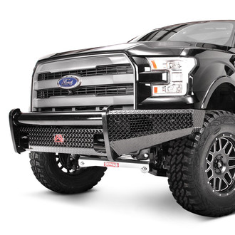Fab Fours® - Black Steel Full Width Black Powder Coated Front HD Bumper
