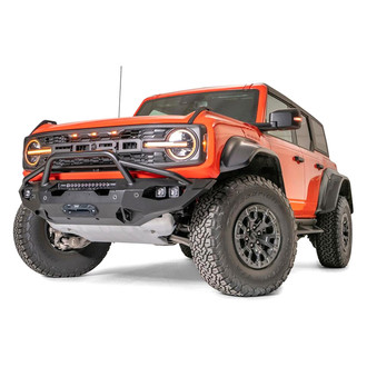 Fab Fours® - Matrix Full Width Black Powder Coated Front Winch HD Bumper with Pre-Runner Guard