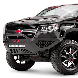Fab Fours® - Vengeance Full Width Black Powder Coated Front HD Bumper with Hoop