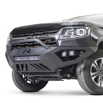 Fab Fours® - Vengeance Full Width Black Powder Coated Front HD Bumper with Hoop