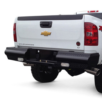 Fab Fours® - Black Steel Full Width Black Powder Coated Rear HD Bumper