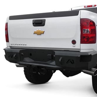 Fab Fours® - Premium Full Width Black Powder Coated Rear HD Bumper