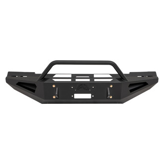 Fab Fours® - Red Steel Full Width Black Powder Coated Front Winch HD Bumper with Hoop