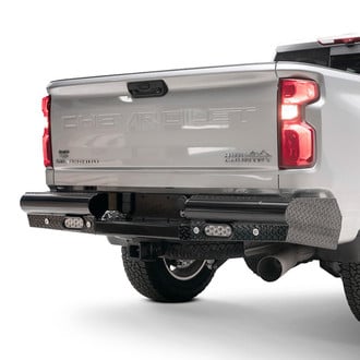 Fab Fours® - Black Steel Full Width Black Powder Coated Rear HD Bumper