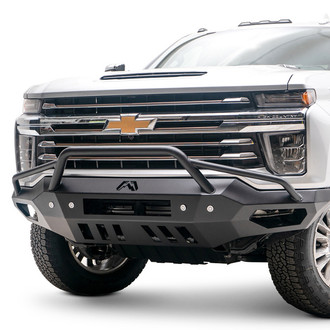 Fab Fours® - Vengeance Full Width Black Powder Coated Front HD Bumper with Pre-Runner Guard
