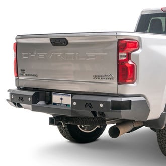 Fab Fours® - Premium Full Width Black Powder Coated Rear HD Bumper