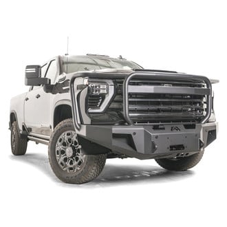 Fab Fours® - New Premium Full Width Black Powder Coated Front Winch HD Bumper with Full Grille Guard