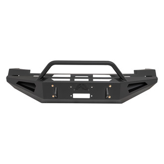 Fab Fours® - Red Steel Full Width Black Powder Coated Front Winch HD Bumper with Hoop