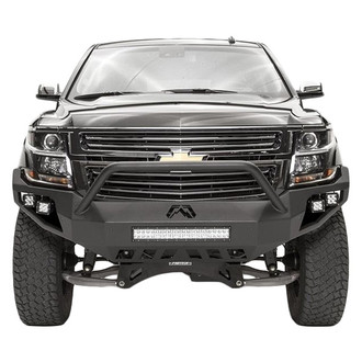 Fab Fours® - Vengeance Full Width Black Powder Coated Front HD Bumper with Pre-Runner Guard