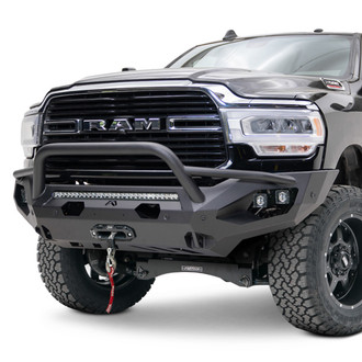 Fab Fours® - Matrix Full Width Black Powder Coated Front Winch HD Bumper with Pre-Runner Guard