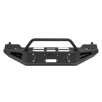 Fab Fours® - Red Steel Full Width Black Powder Coated Front Winch HD Bumper with Hoop
