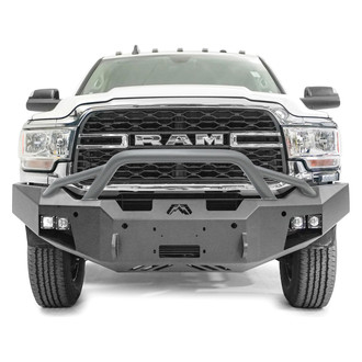 Fab Fours® - Premium Full Width Black Powder Coated Front Winch HD Bumper with Pre-Runner Guard