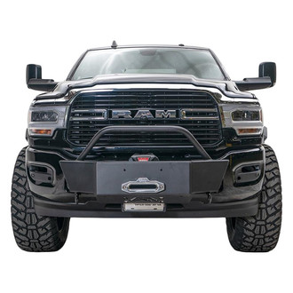 Fab Fours® - Large Frame Black Powder Coat Winch Mount with Hoop