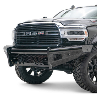 Fab Fours® - Black Steel Full Width Black Powder Coated Front HD Bumper
