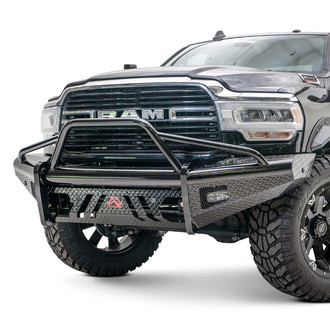 Fab Fours® - Black Steel Full Width Black Powder Coated Front HD Bumper with Pre-Runner Guard