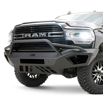 Fab Fours® - Vengeance Full Width Black Powder Coated Front HD Bumper with Pre-Runner Guard