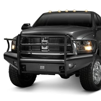 Fab Fours® - Black Steel Elite Full Width Black Powder Coated Front HD Bumper with Full Grille Guard
