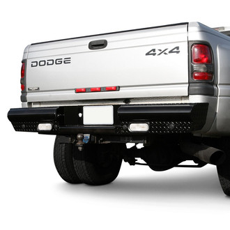 Fab Fours® - Black Steel Full Width Black Powder Coated Rear HD Bumper