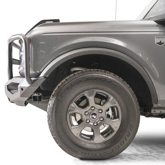 Fab Fours® - Matrix Full Width Black Powder Coated Front Winch HD Bumper with Brush Guard